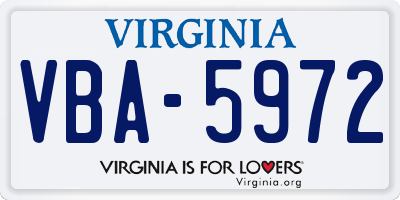 VA license plate VBA5972