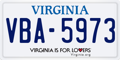 VA license plate VBA5973