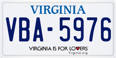 VA license plate VBA5976