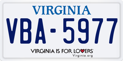 VA license plate VBA5977