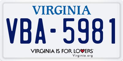 VA license plate VBA5981