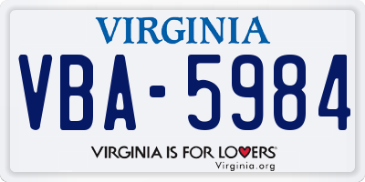 VA license plate VBA5984