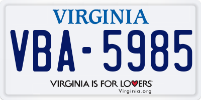 VA license plate VBA5985