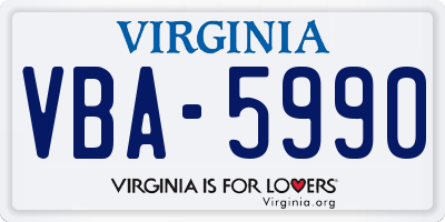 VA license plate VBA5990