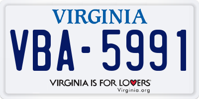 VA license plate VBA5991