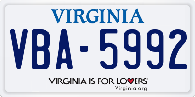 VA license plate VBA5992