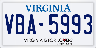 VA license plate VBA5993
