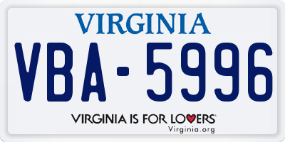 VA license plate VBA5996