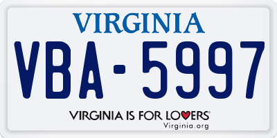 VA license plate VBA5997