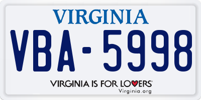 VA license plate VBA5998