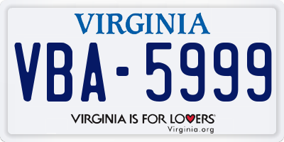 VA license plate VBA5999