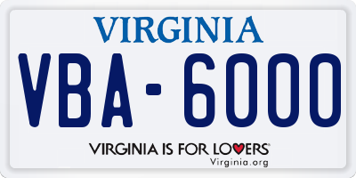 VA license plate VBA6000