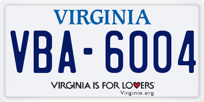 VA license plate VBA6004