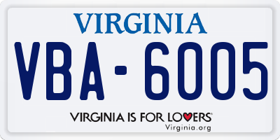 VA license plate VBA6005