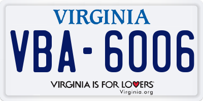 VA license plate VBA6006
