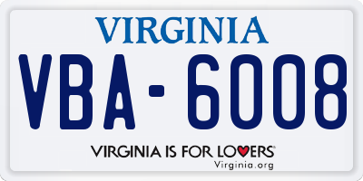 VA license plate VBA6008