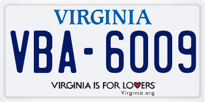 VA license plate VBA6009