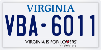 VA license plate VBA6011