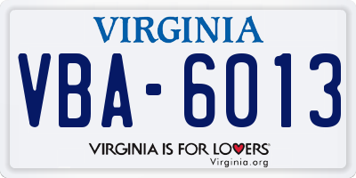 VA license plate VBA6013