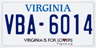 VA license plate VBA6014