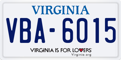 VA license plate VBA6015