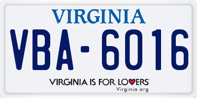 VA license plate VBA6016