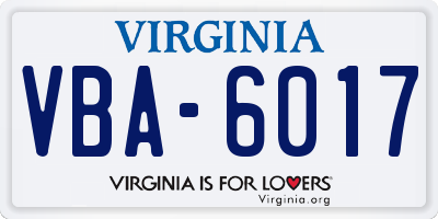 VA license plate VBA6017