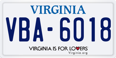 VA license plate VBA6018