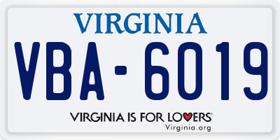 VA license plate VBA6019