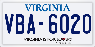 VA license plate VBA6020