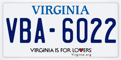 VA license plate VBA6022