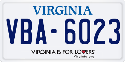 VA license plate VBA6023