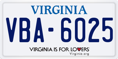 VA license plate VBA6025