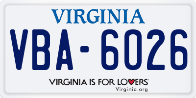 VA license plate VBA6026