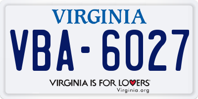 VA license plate VBA6027