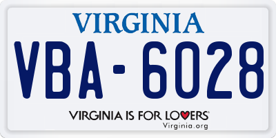 VA license plate VBA6028
