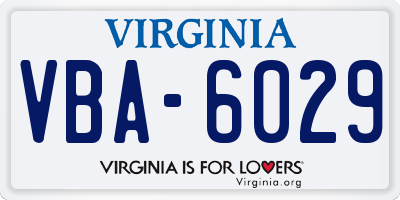 VA license plate VBA6029