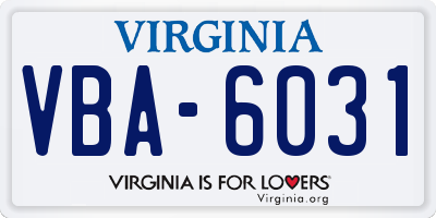 VA license plate VBA6031