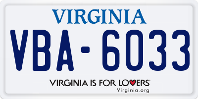 VA license plate VBA6033