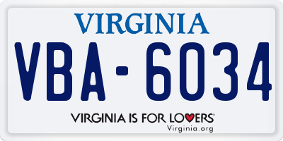 VA license plate VBA6034