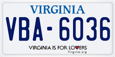 VA license plate VBA6036