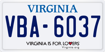 VA license plate VBA6037
