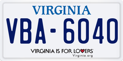 VA license plate VBA6040