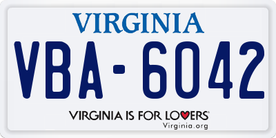 VA license plate VBA6042