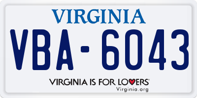 VA license plate VBA6043