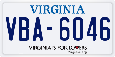 VA license plate VBA6046