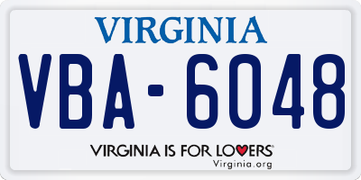 VA license plate VBA6048