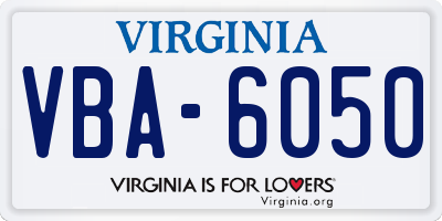 VA license plate VBA6050