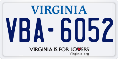 VA license plate VBA6052