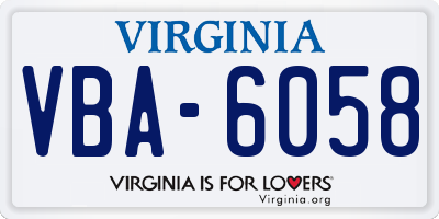 VA license plate VBA6058